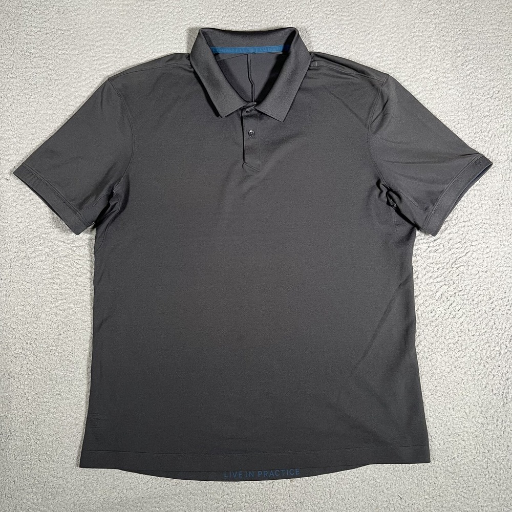 Lululemon Shirt Mens XL Gray Pique Knit Casual Preppy Stretch Golf Short Sleeve